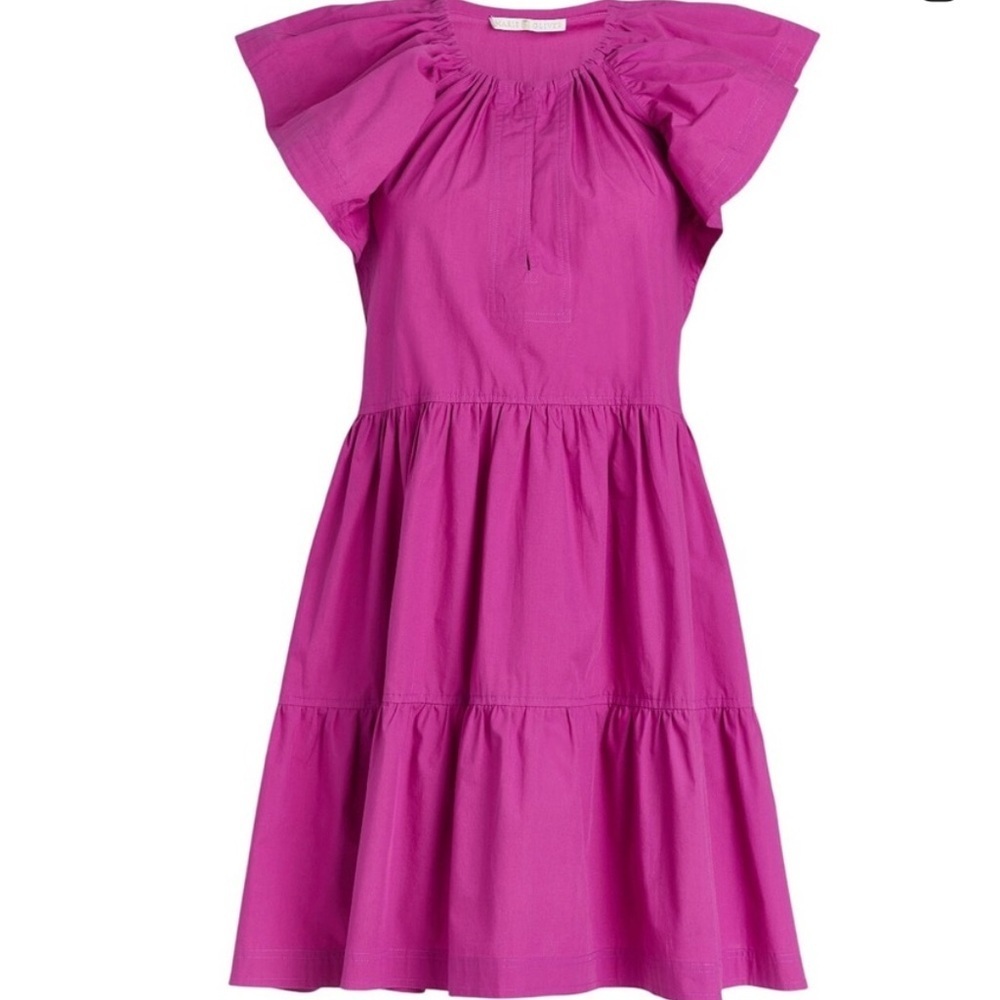 Marie Oliver Kara Pink Tiered Mini Dress Pink Medium